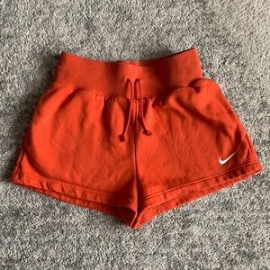 Orange Nike Sportswear Phoenix Fleece High Waisted Shorts